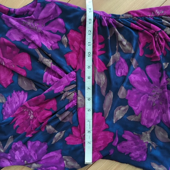 Ralph Lauren faux wrap dress blue with fuscia pink and cherry flowers. - Picture 10 of 10